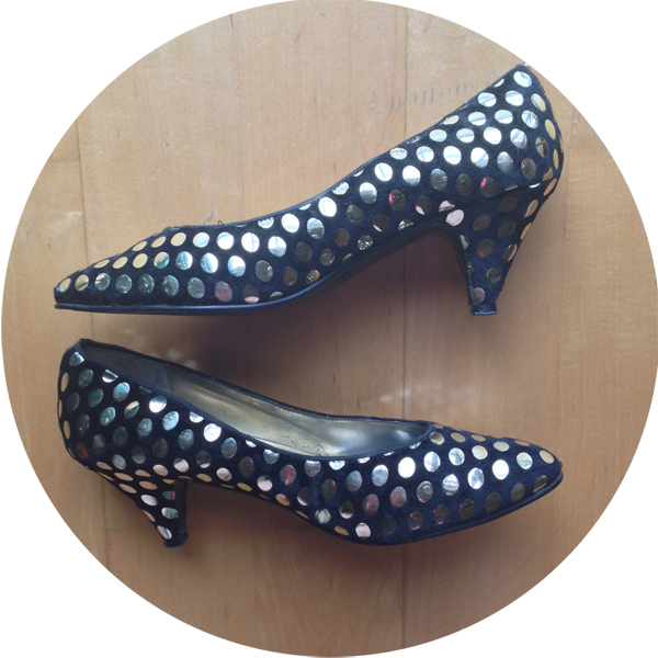 gold polka dot vintage heels