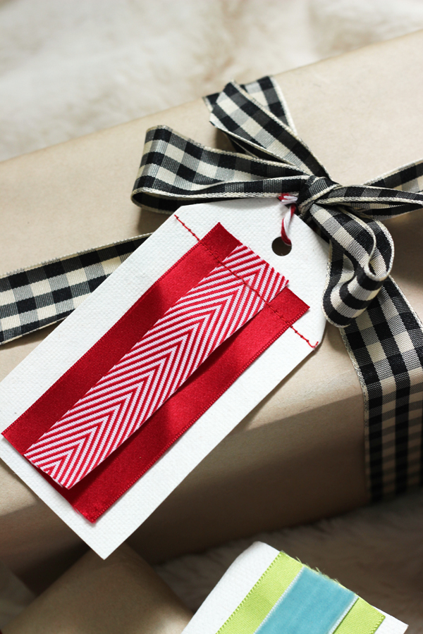 DIY Holiday Christmas ribbon gift tags / The Sweet Escape