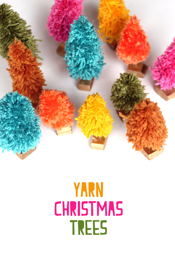 DIY Yarn bottle brush style christmas trees / The Sweet Escape