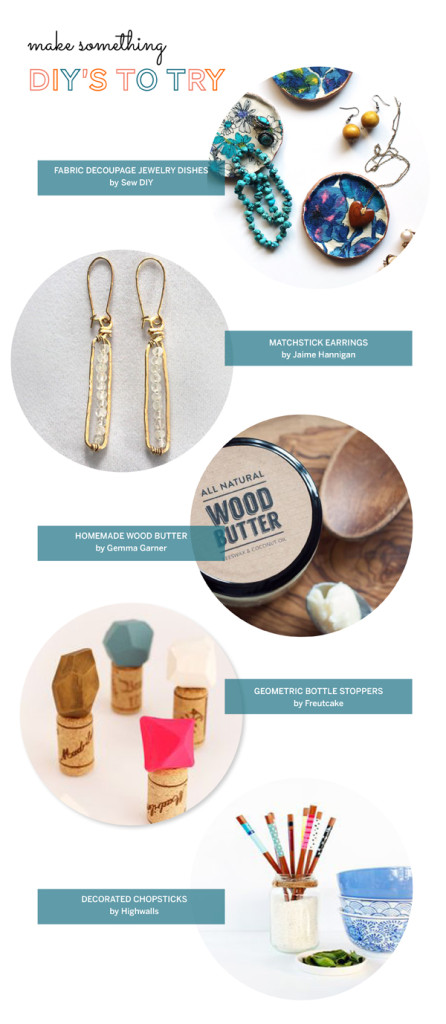 DIY'S to try / The Sweet Escape #woodbutter #jewelry #winestopper #chopsticks