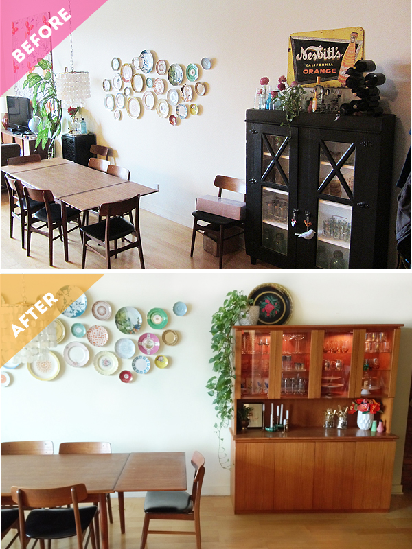 Vintage Teak Dinning Hutch Before & After / The Sweet Escape