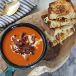 Roasted Garlic & caramelized onion grill cheese with Creamy tomato soup / The Sweet Escape