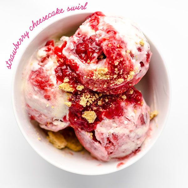 No Churn Strawberry Cheesecake Swirl homemade ice cream - Merry Mag Summer