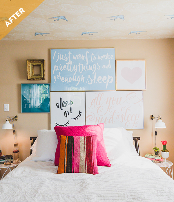 Bedroom Makeover with Type Wall Art 