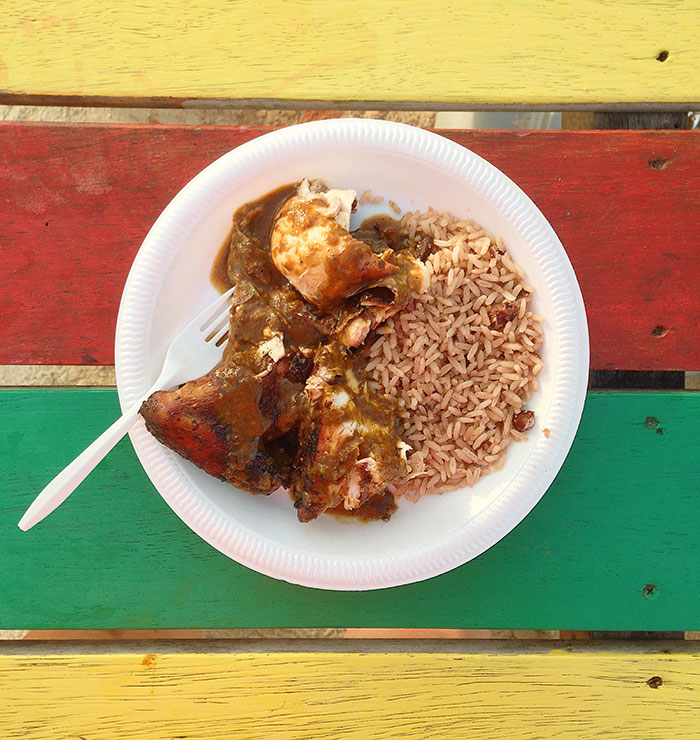 Jamaican Jerk Chicken with rice and peas