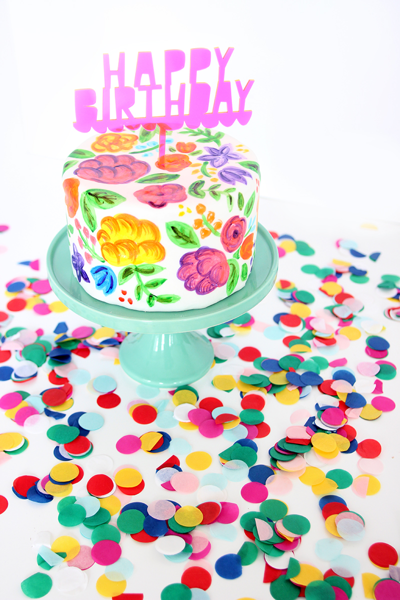 Hand Painted Fondant Round Birthday Cake by The Sweet Escape