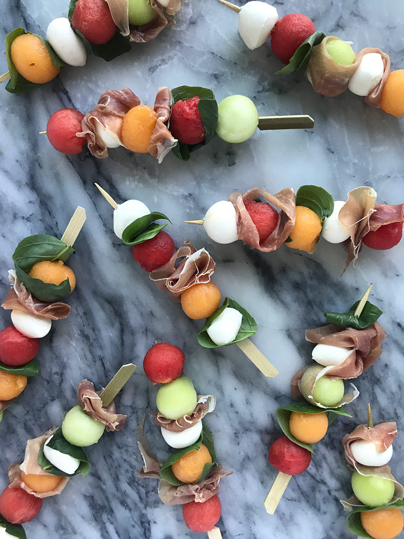 Melon Caprese Skewer no cook summer recipe by The Sweet Escape
