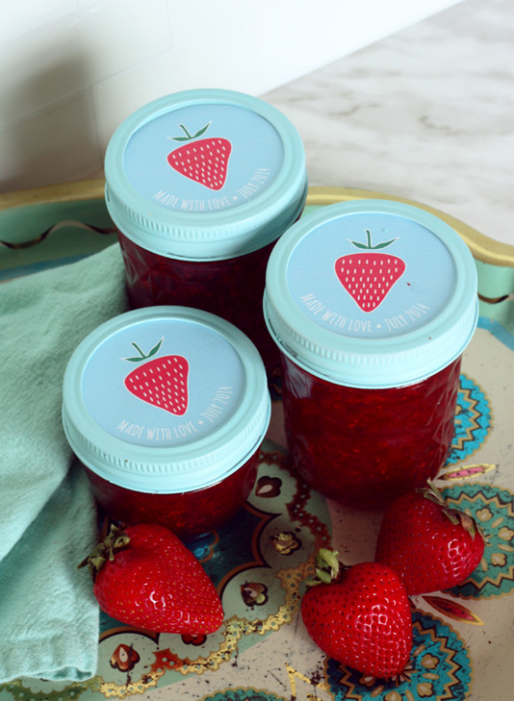 GOOD EATS: strawberry freezer jam & printable labels – The Sweet Escape ...