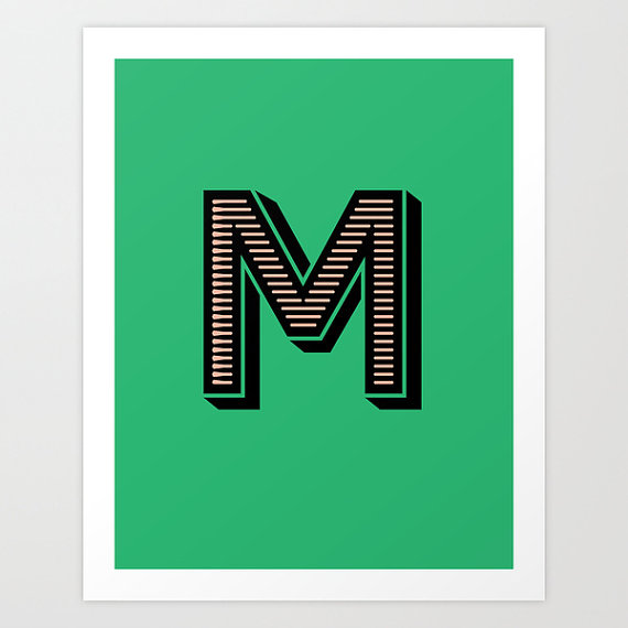 Letter M Initial Print / The Sweet Escape
