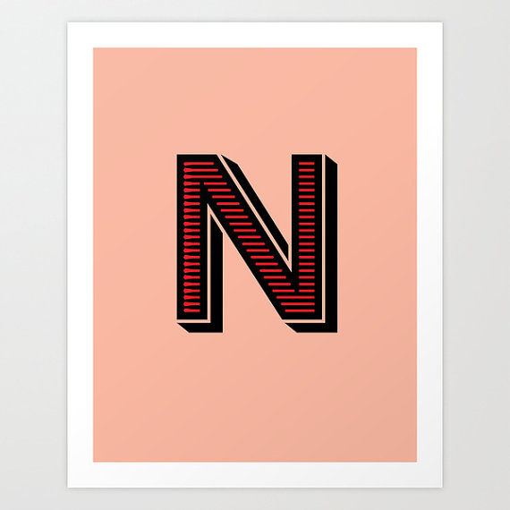 Letter N Initial Print / The Sweet Escape