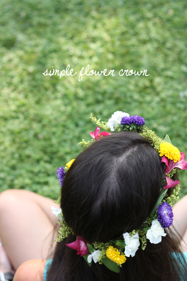 Simple Flower Crown from old centerpiece flowers / The Sweet Escape