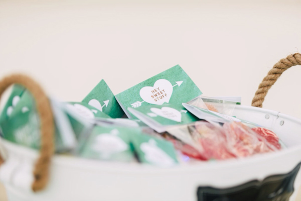 Emerald Green Watercolour theme wedding design: Candy Bags / The Sweet Escape