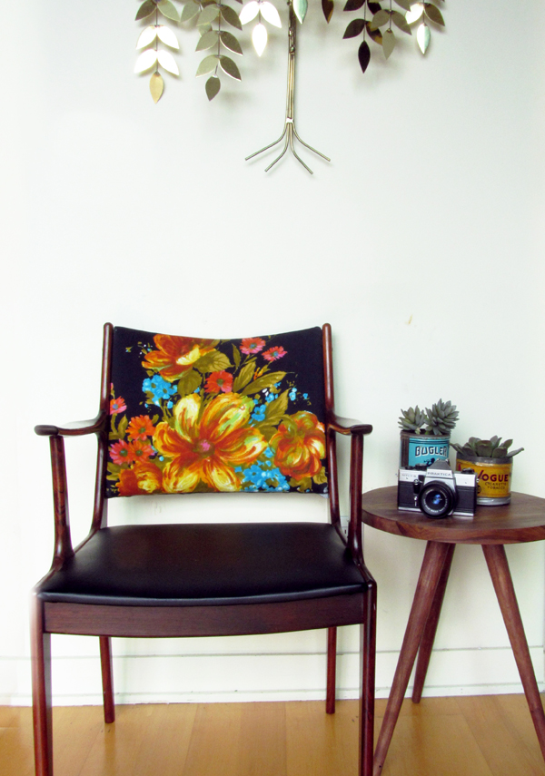BEFORE & AFTER: vintage chair makeover using vintage dress / The Sweet Escape