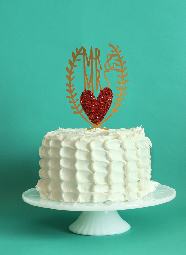 Red Heart Glitter Wedding Cake Topper / The Sweet Escape