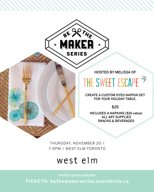West Elm be the Maker Workshop with The Sweet Escape