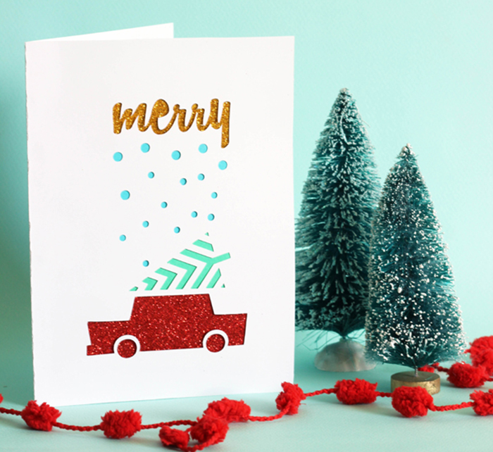 handmade holiday christmas card using cricut
