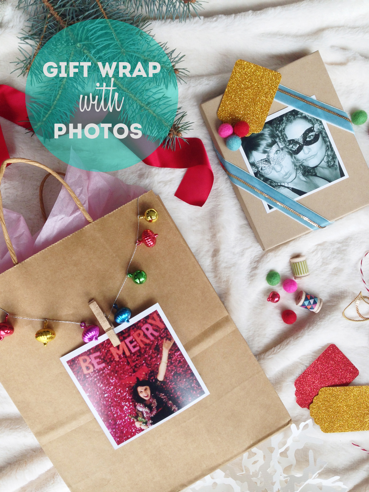 Gift wrap ideas using photos / The Sweet Escape