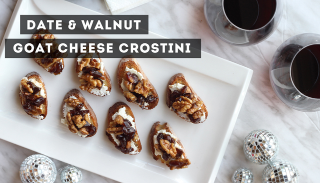 Date, walnut & goatcheese crostini