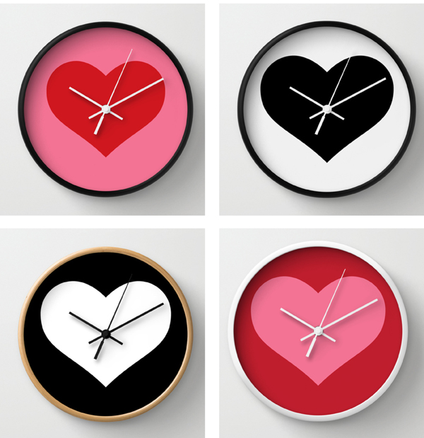 red pink heart design wall clock / The Sweet Escape