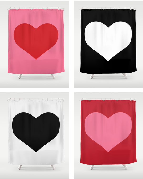 red pink heart design shower curtain/ The Sweet Escape