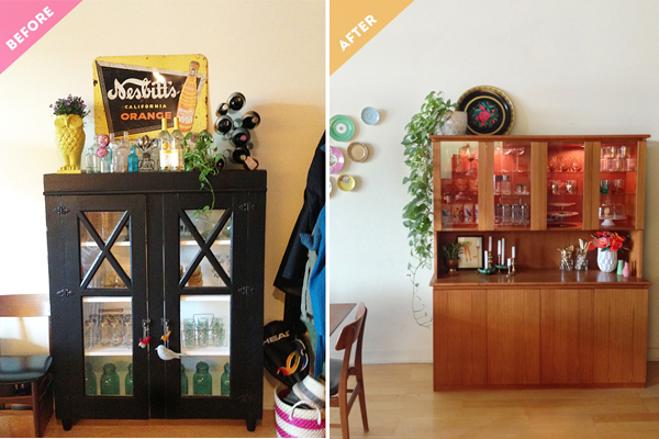 Vintage Teak Dinning Hutch Before & After / The Sweet Escape