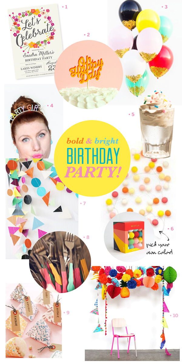 bright colorful bold fun birthday party inspiration