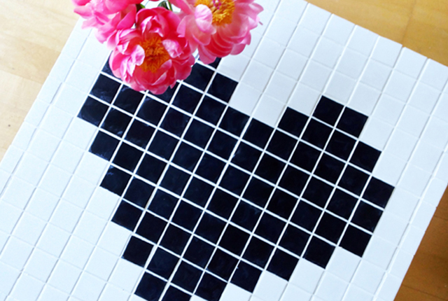 BEFORE & AFTER: Mosaic Heart Tile Table Makeover
