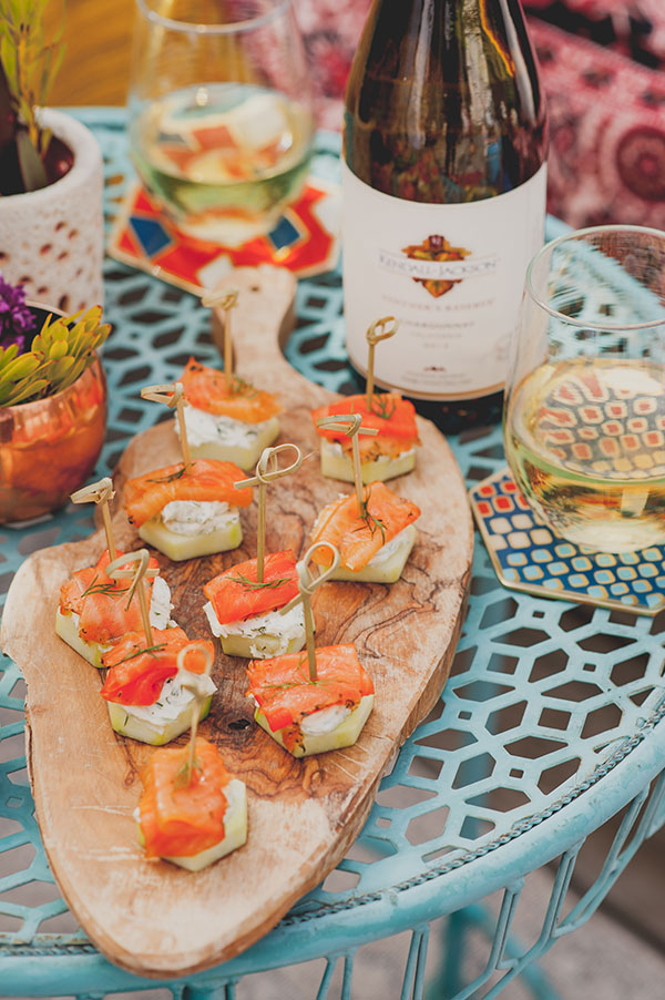 Boho Rooftop Patio Summer Party Smoked Salmon Appetizer