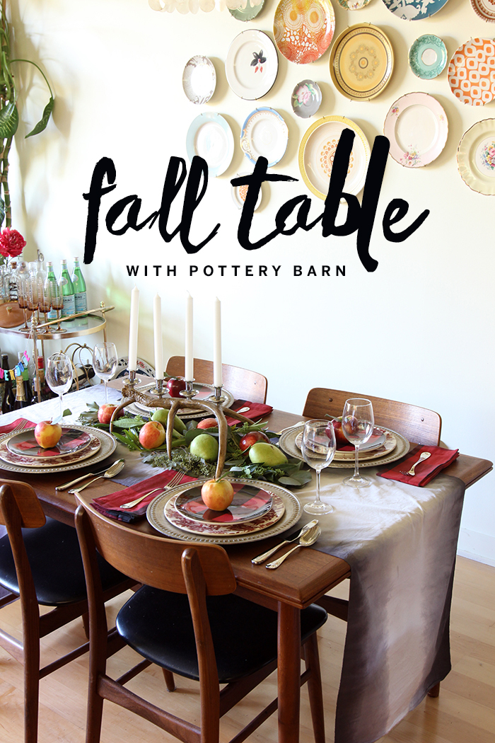 Pottery Barn Fall Thanksgiving Tablescape by The Sweet Escape, fall, table setting, thanksgiving table, table setting ideas, plaid table setting