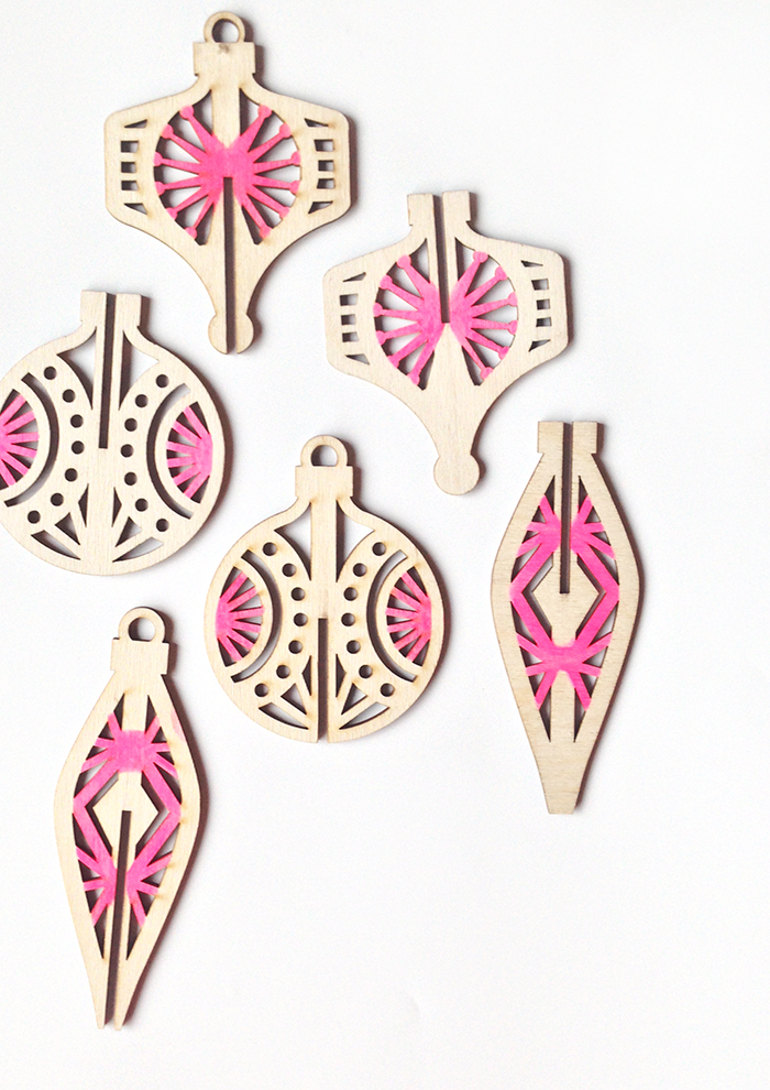 Hot Pop Factory Laser Cutting holiday wood ornaments by The Sweet Escape for Merry Mag