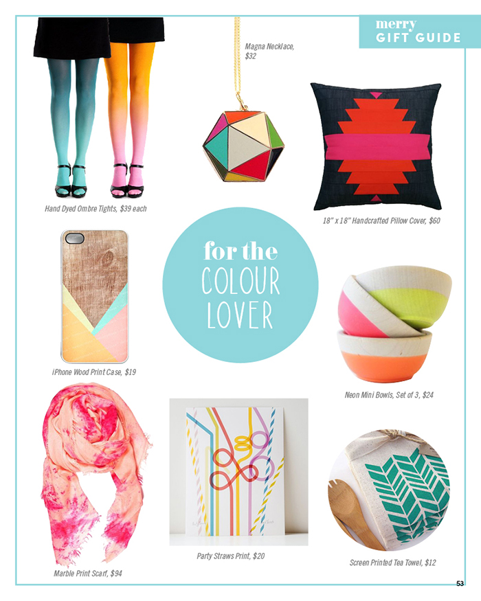 Merry Mag Handmade holiday gift guide - for the color lover