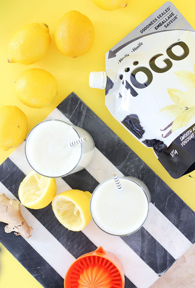 lemon ginger yogurt smoothie recipe by The Sweet Escape