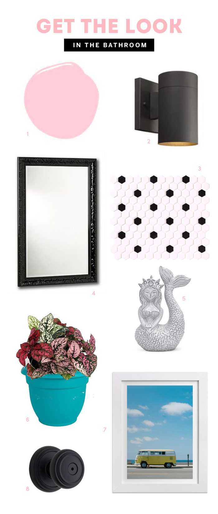 Black and Pink Bathroom makeover Get the Look by The Sweet Escape