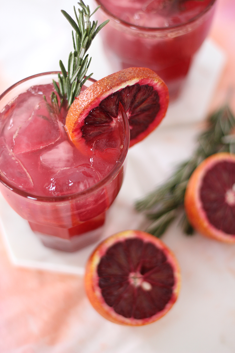 Blood Orange Rosemary Gin Fizz Cocktail by The Sweet Escape