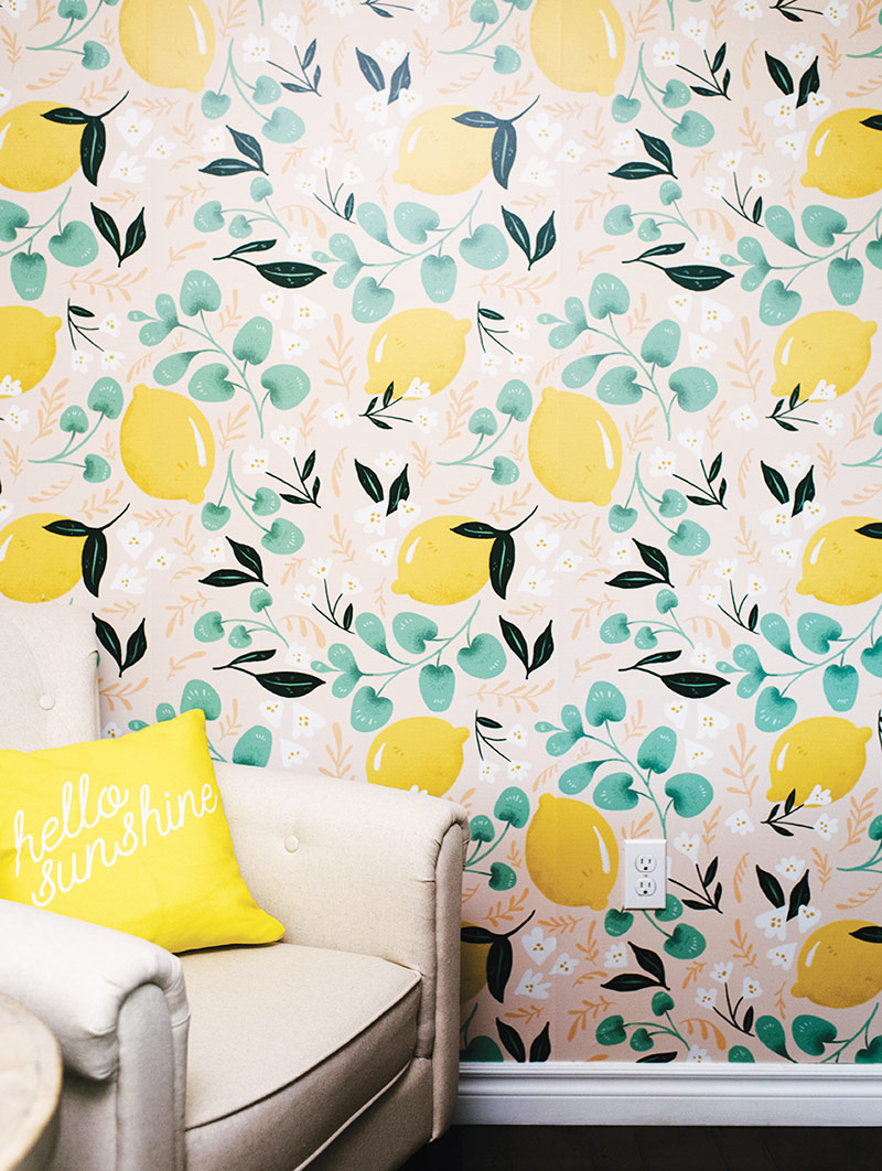 lemon wallpaper Hello Sunshine magazine by leons furniture