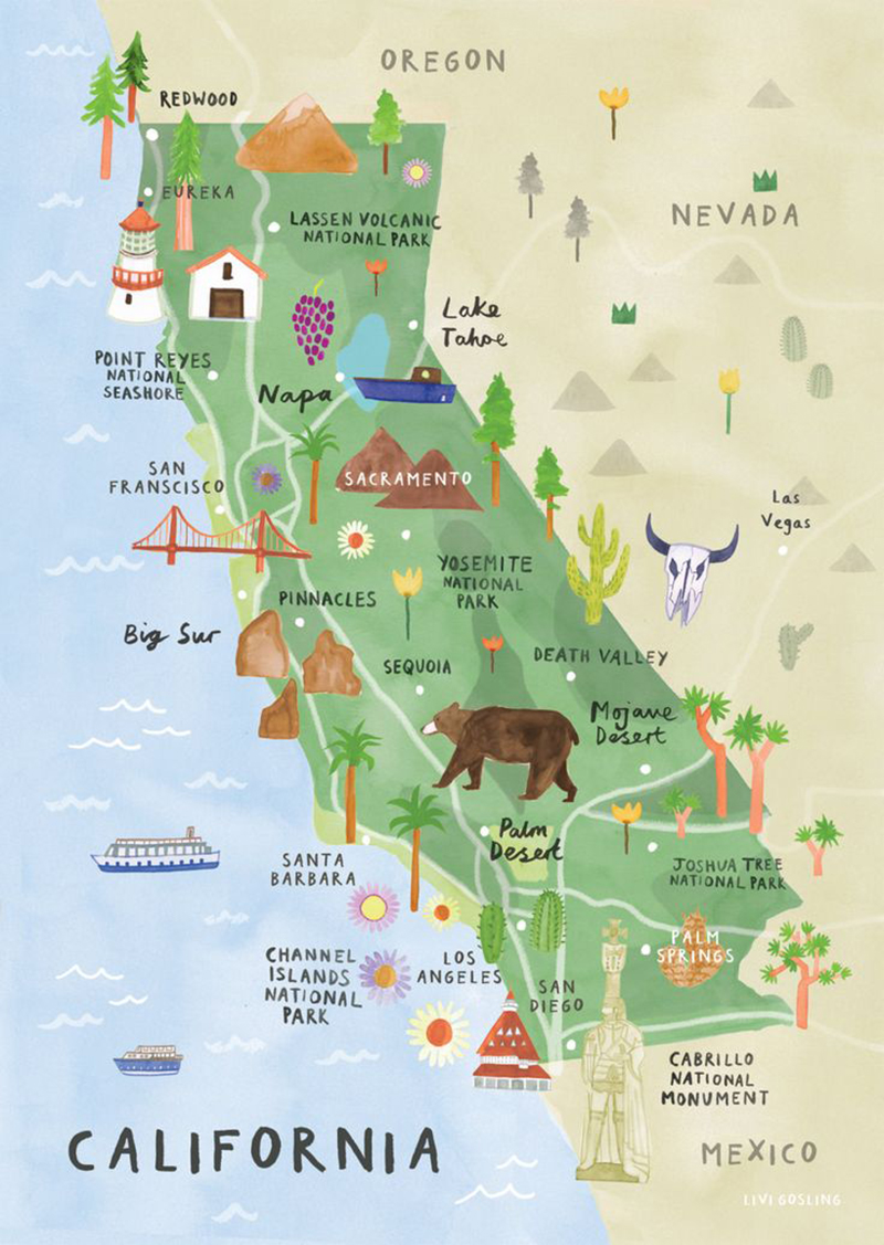 california roadtrip illustration